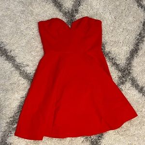 Strapless red dress